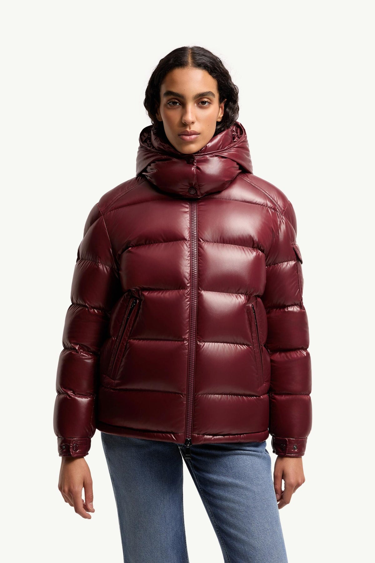 Moncler Maire Hooded Short Down Jacket – Burgundy