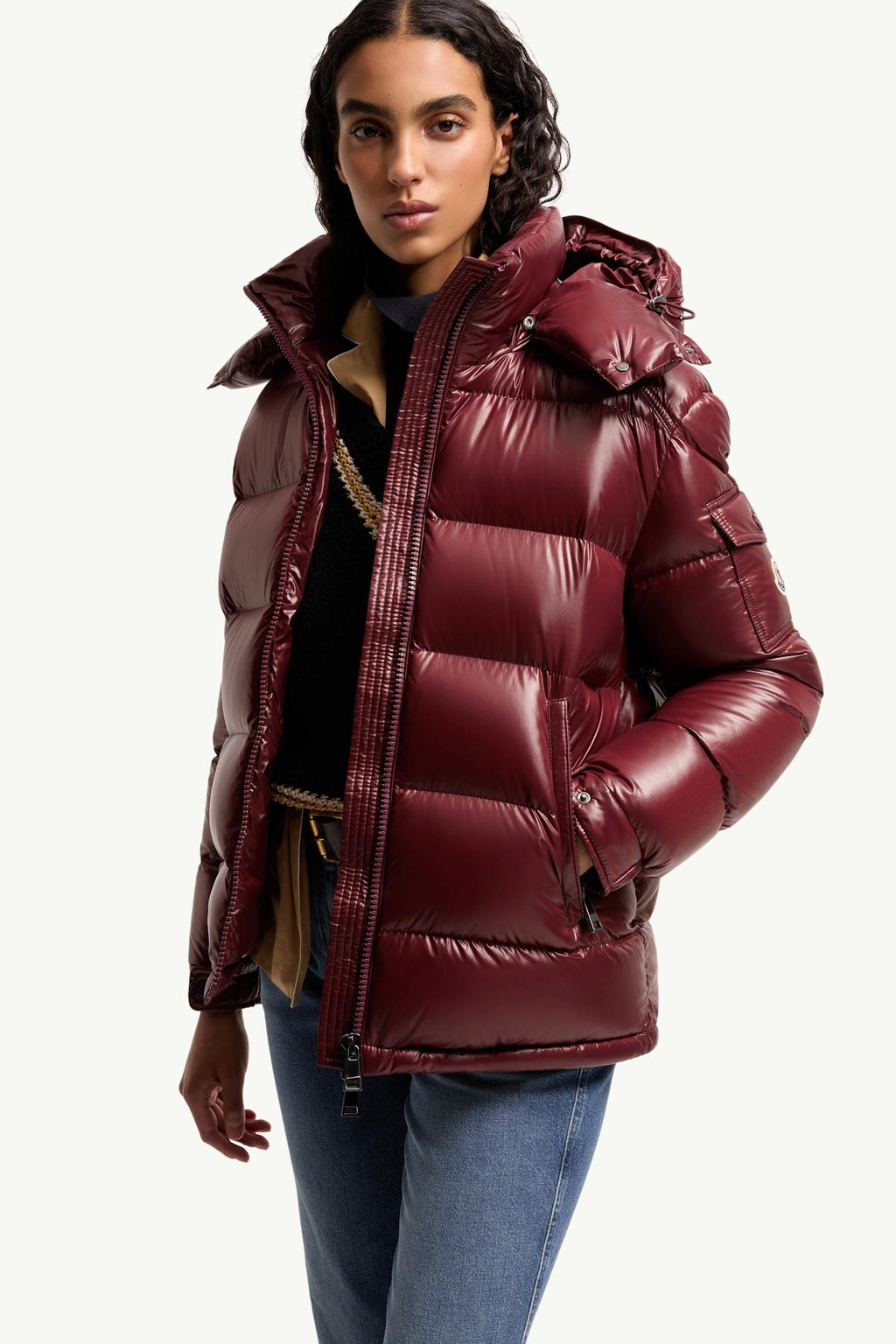 Moncler Maire Hooded Short Down Jacket – Burgundy