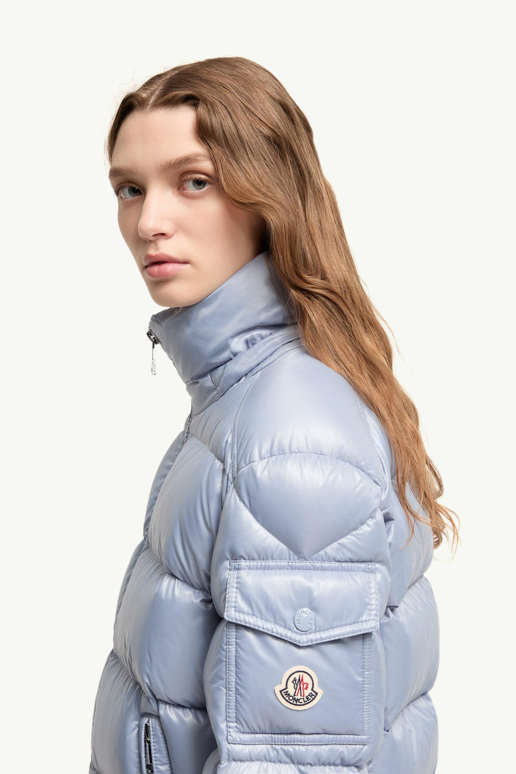 Moncler Maire Hooded Short Down Jacket – Light Blue