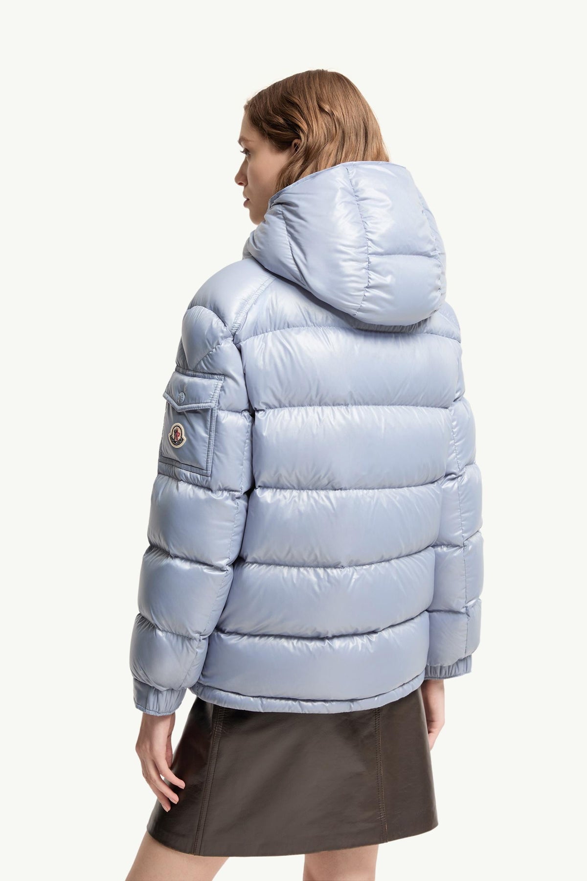 Moncler Maire Hooded Short Down Jacket – Light Blue