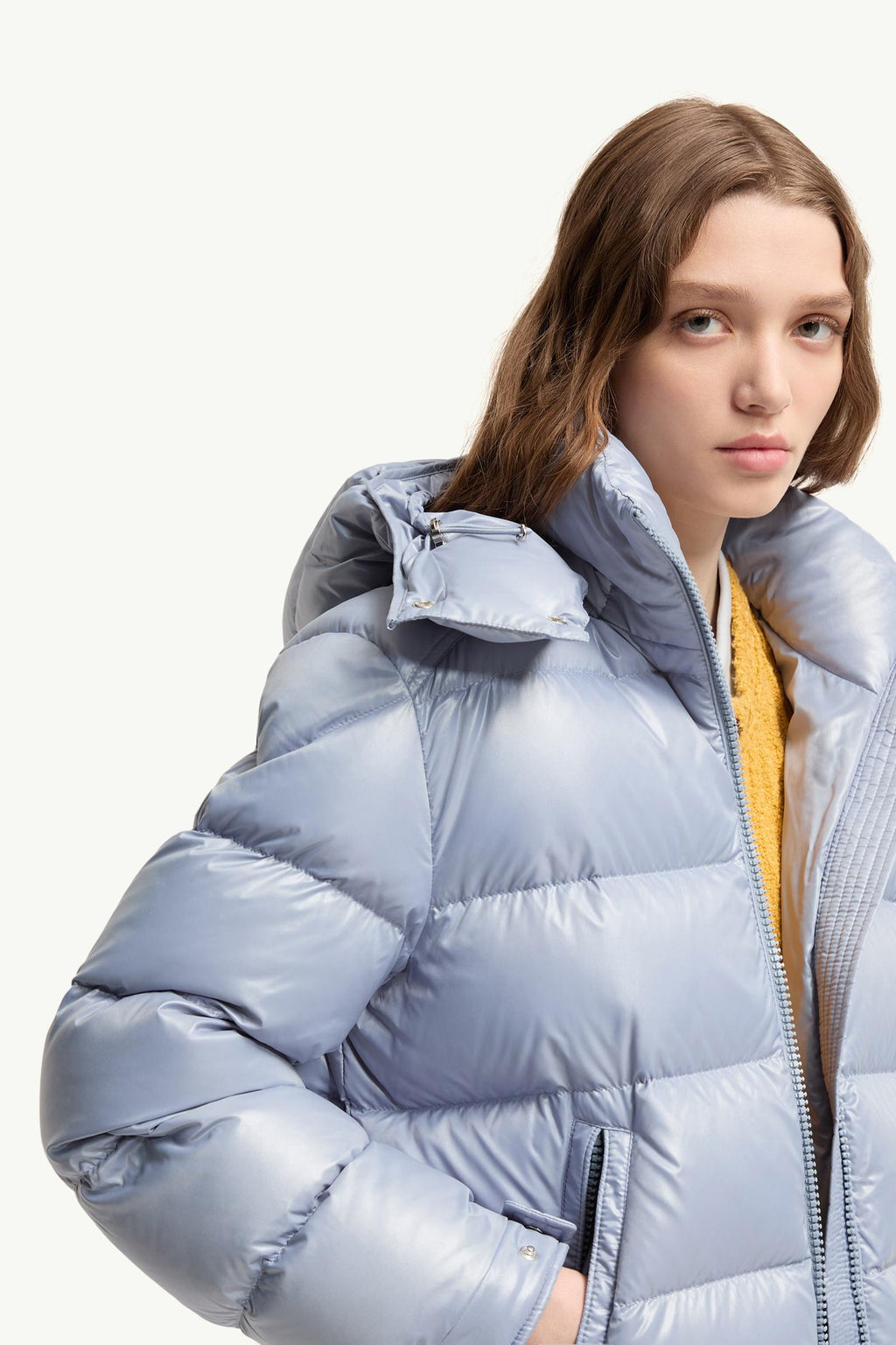 Moncler Maire Hooded Short Down Jacket – Light Blue