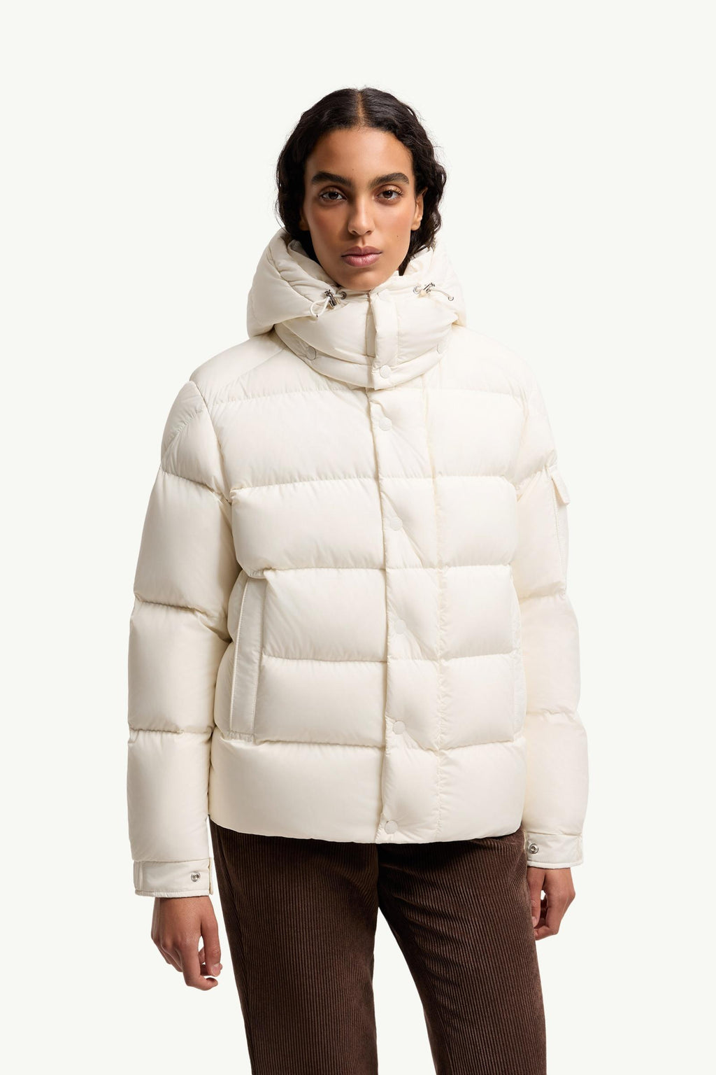 Moncler Maya 70 Hooded Short Down Jacket – White