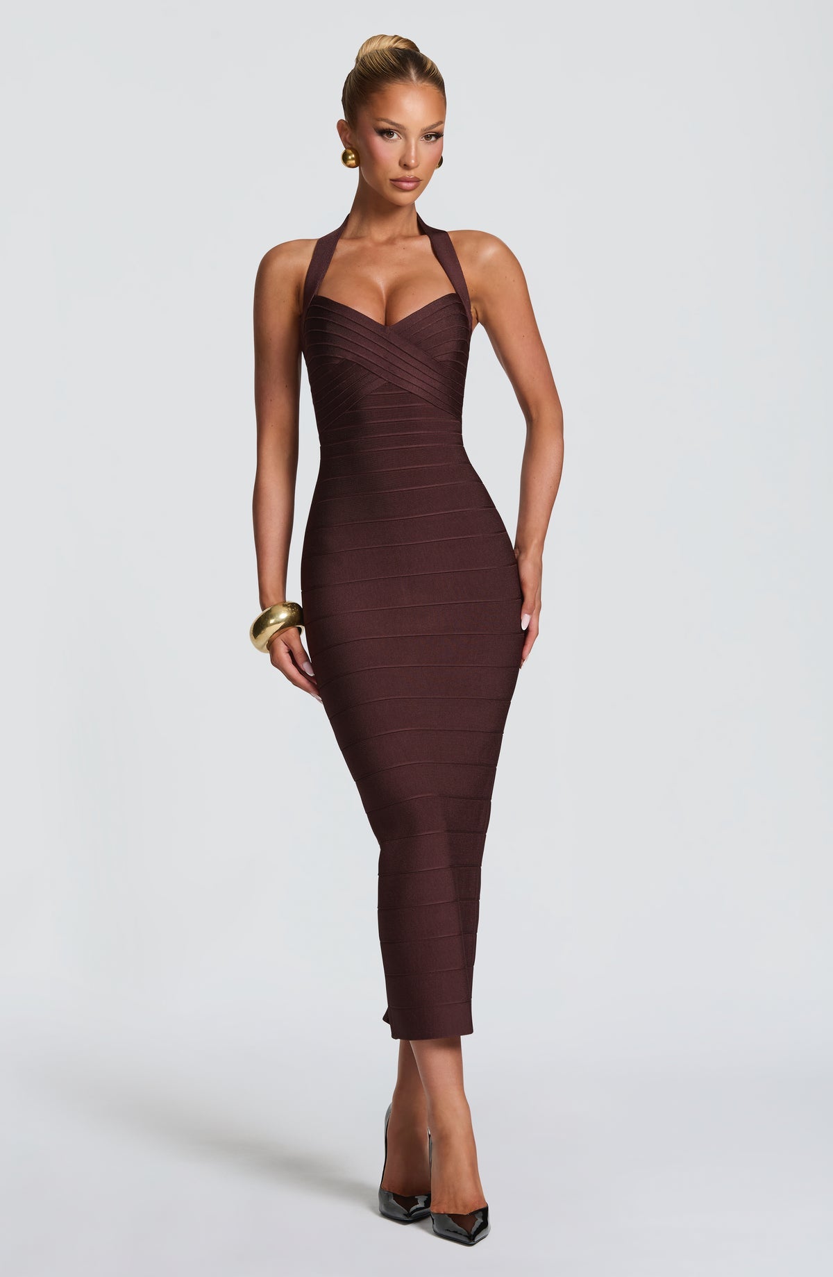 Robe midi Rosalyn Bandage — Prune