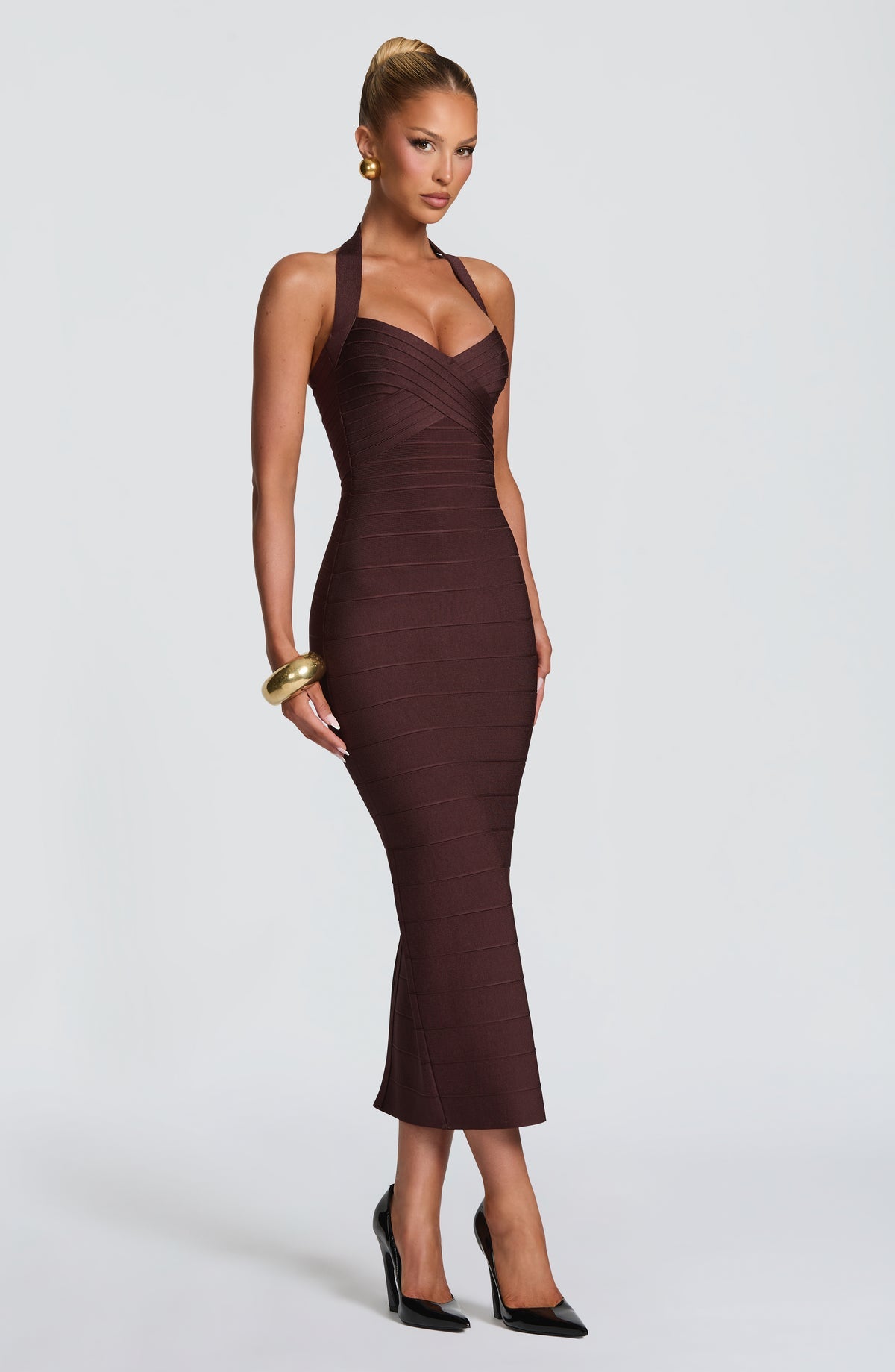 Robe midi Rosalyn Bandage — Prune — vue 3