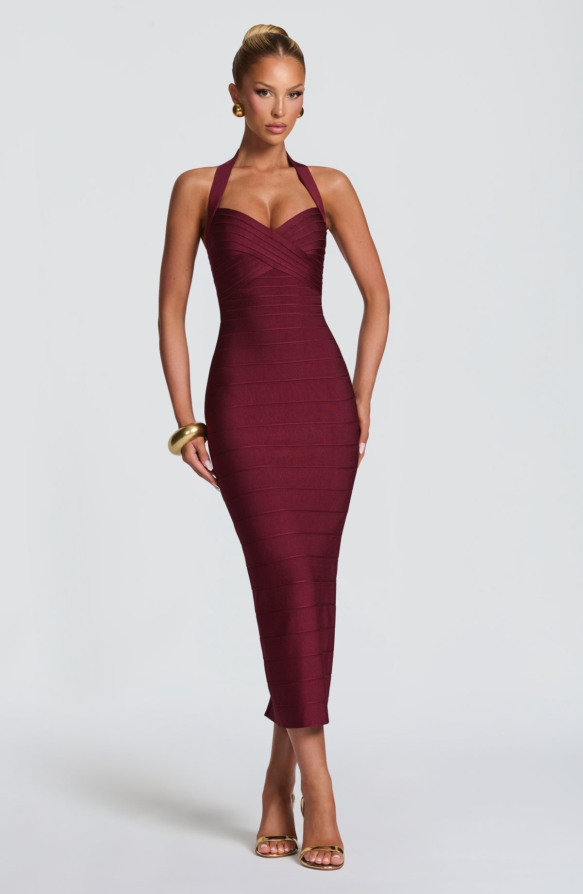 Robe midi Rosalyn Bandage — Rouge cerise