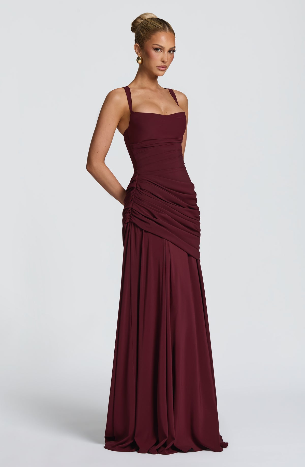 Robe longue Sura — Rouge cerise — vue 3