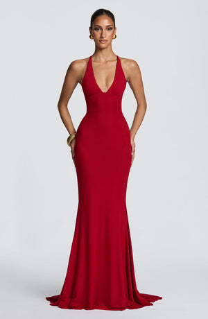 Robe longue Olenia — Rouge profond
