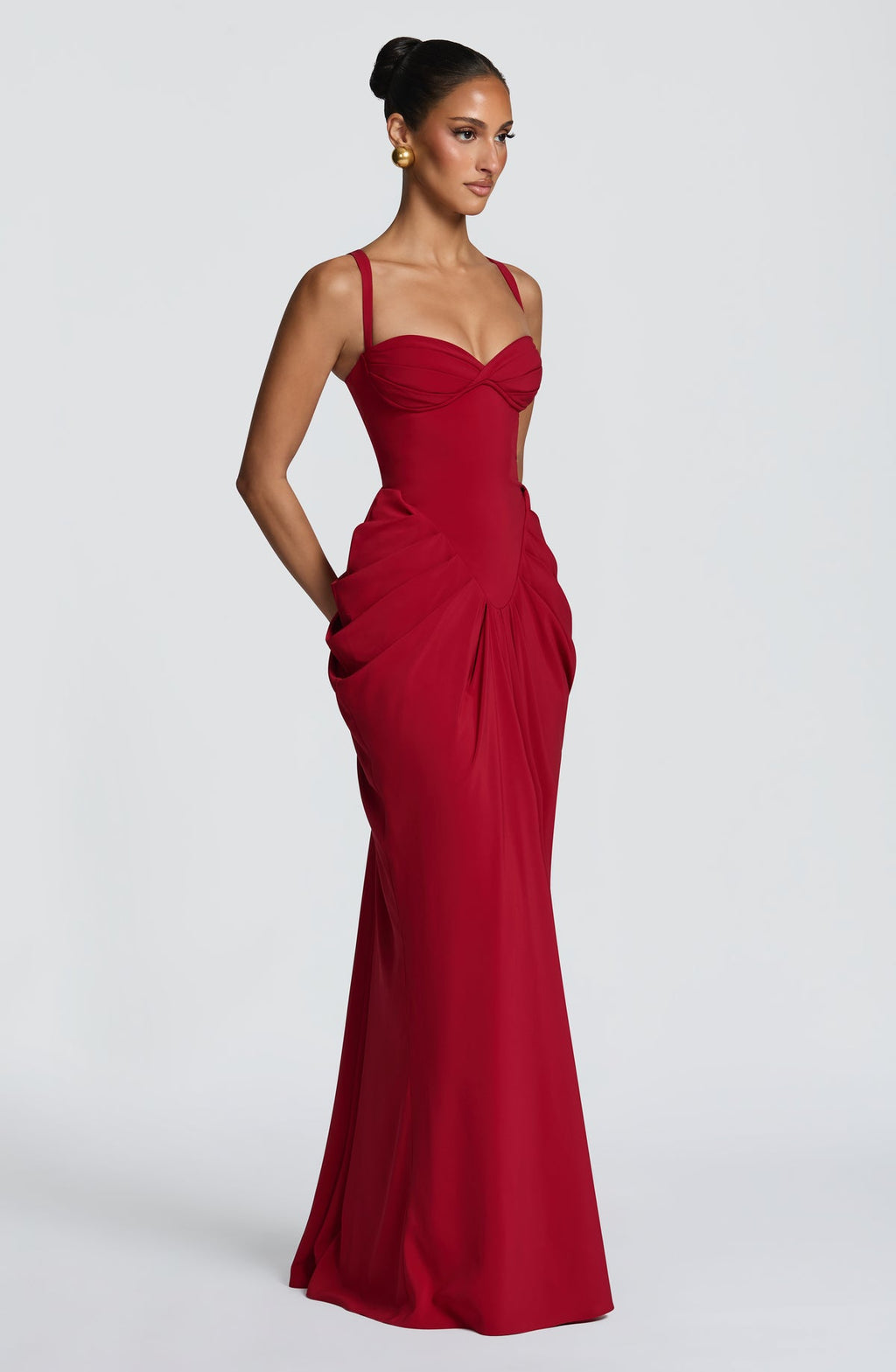 Robe longue Lucille — Rouge profond — vue 3