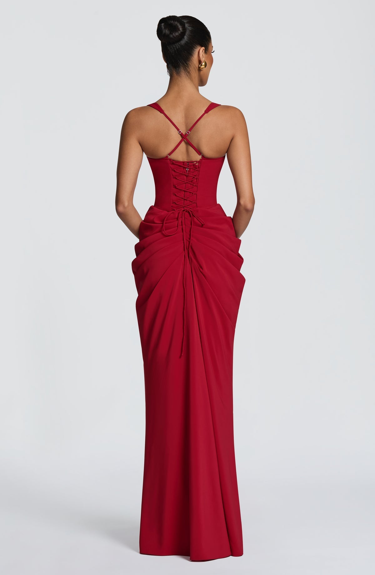Robe longue Lucille — Rouge profond — vue 2