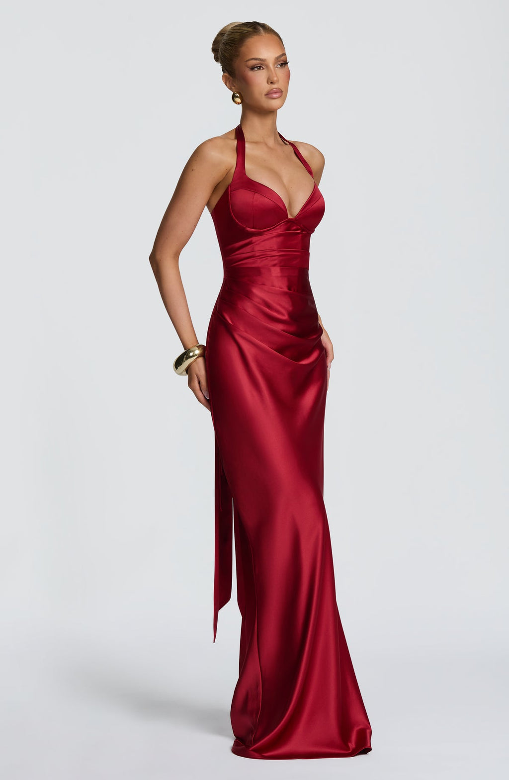 Robe longue Ophelia — Rouge profond — vue 4