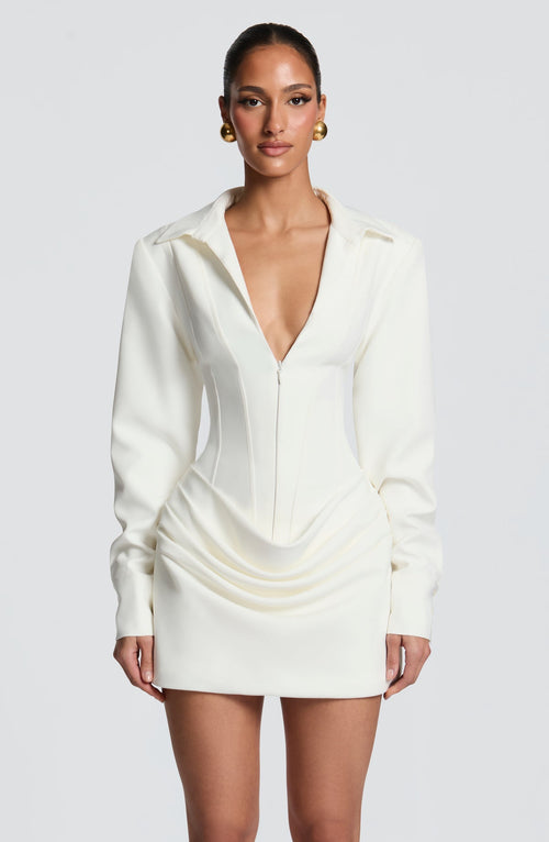 Robe courte Brietta — Ivoire