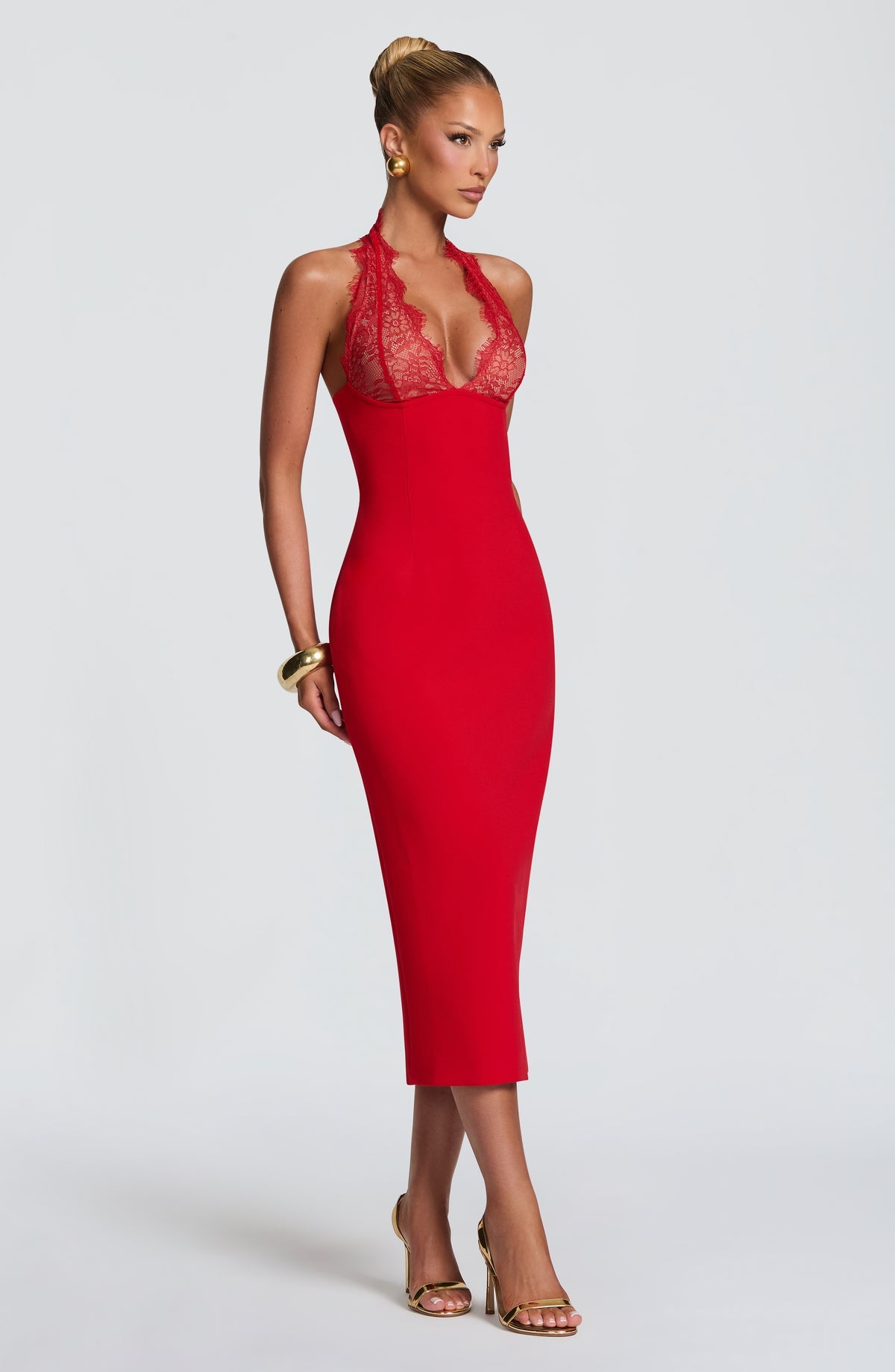 Robe midi Fiorenza — Rouge — vue 3
