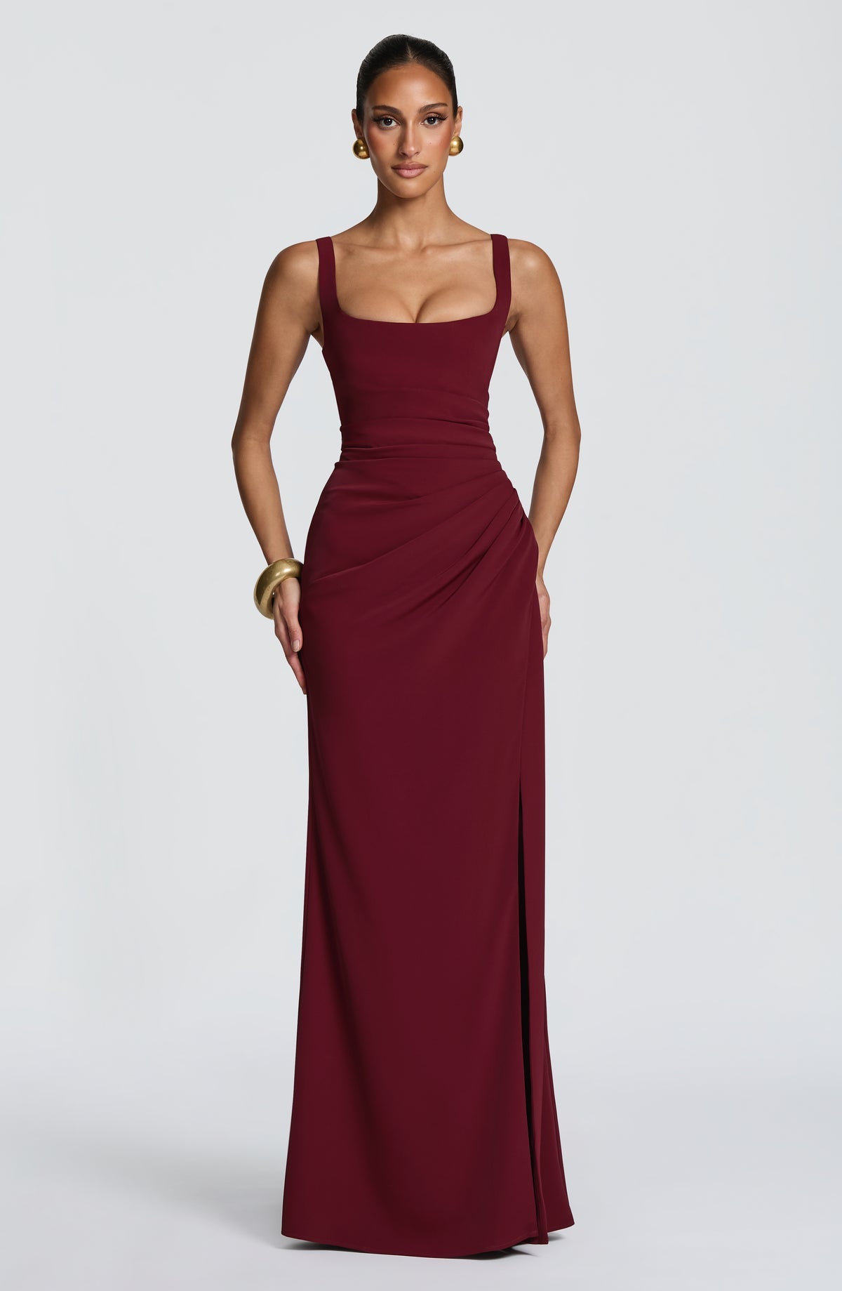 Robe longue Laleh — Rouge cerise — vue 4