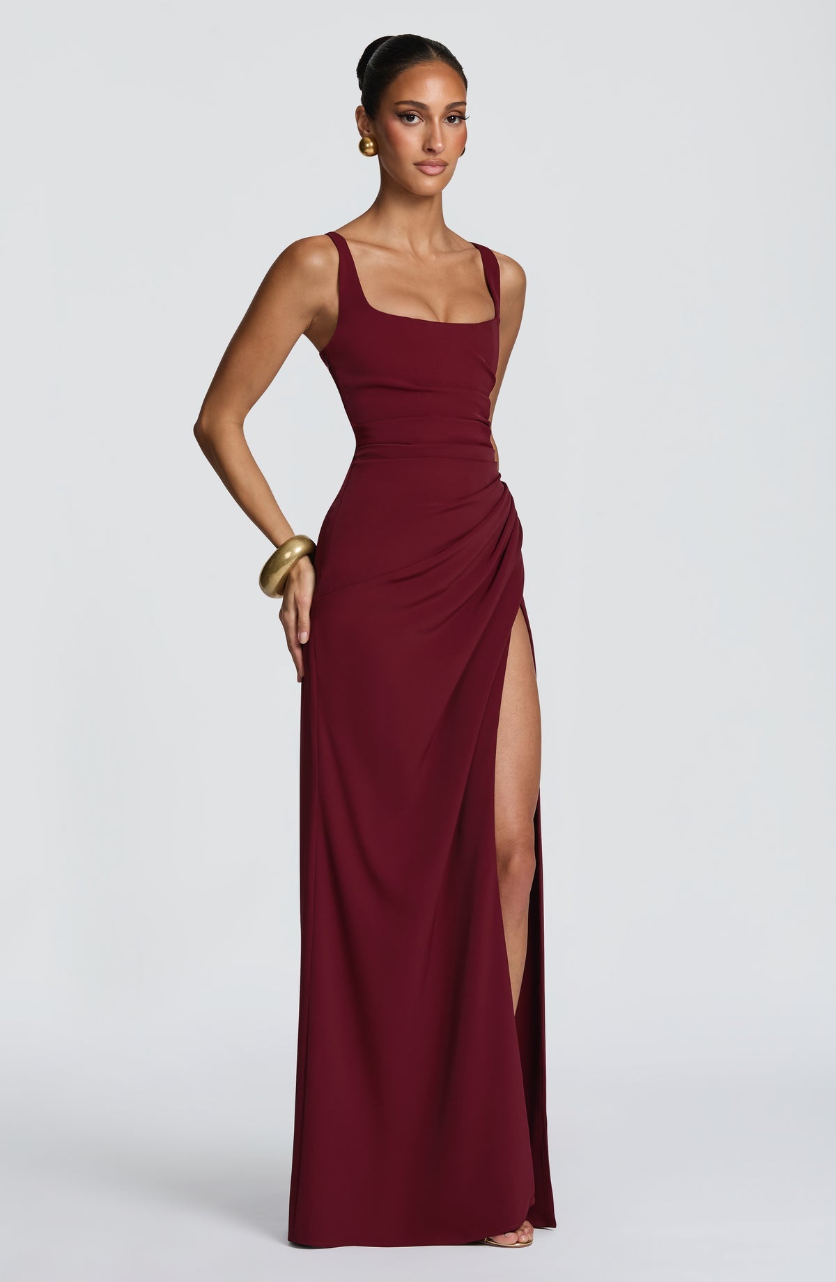 Robe longue Laleh — Rouge cerise — vue 3