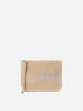 MC2 Saint Barth velvet Aline pouch with rhinestone logo — Beige
