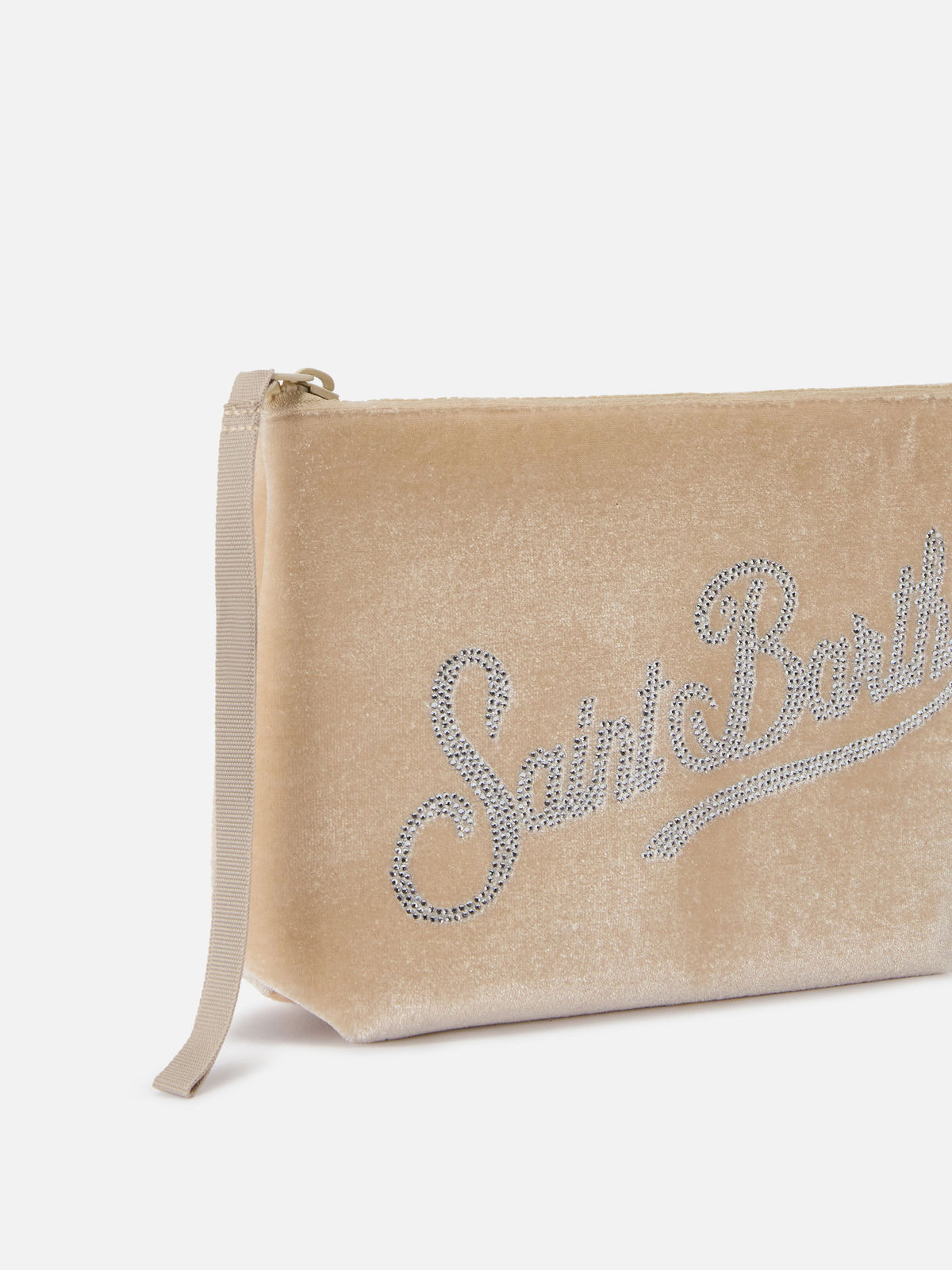 MC2 Saint Barth velvet Aline pouch with rhinestone logo — Beige — view 2