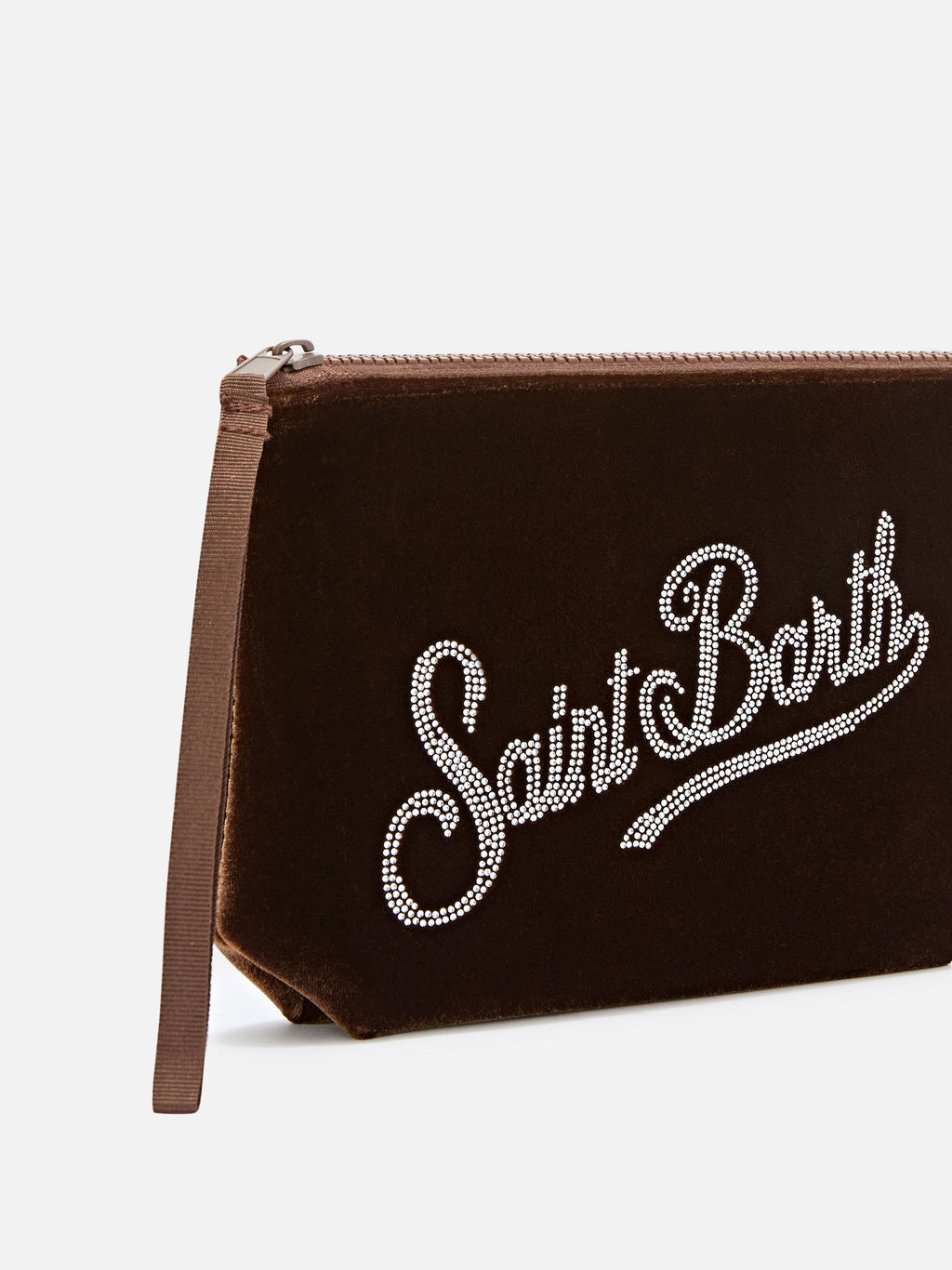 MC2 Saint Barth velvet Aline pouch with rhinestone logo — Bronze — view 2