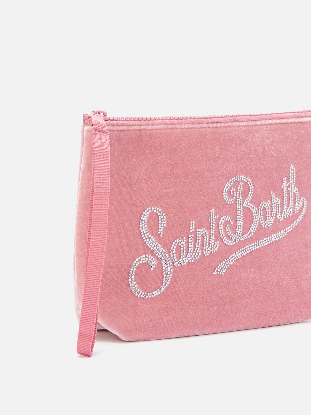 MC2 Saint Barth velvet Aline pouch with rhinestone logo — Pink — view 2
