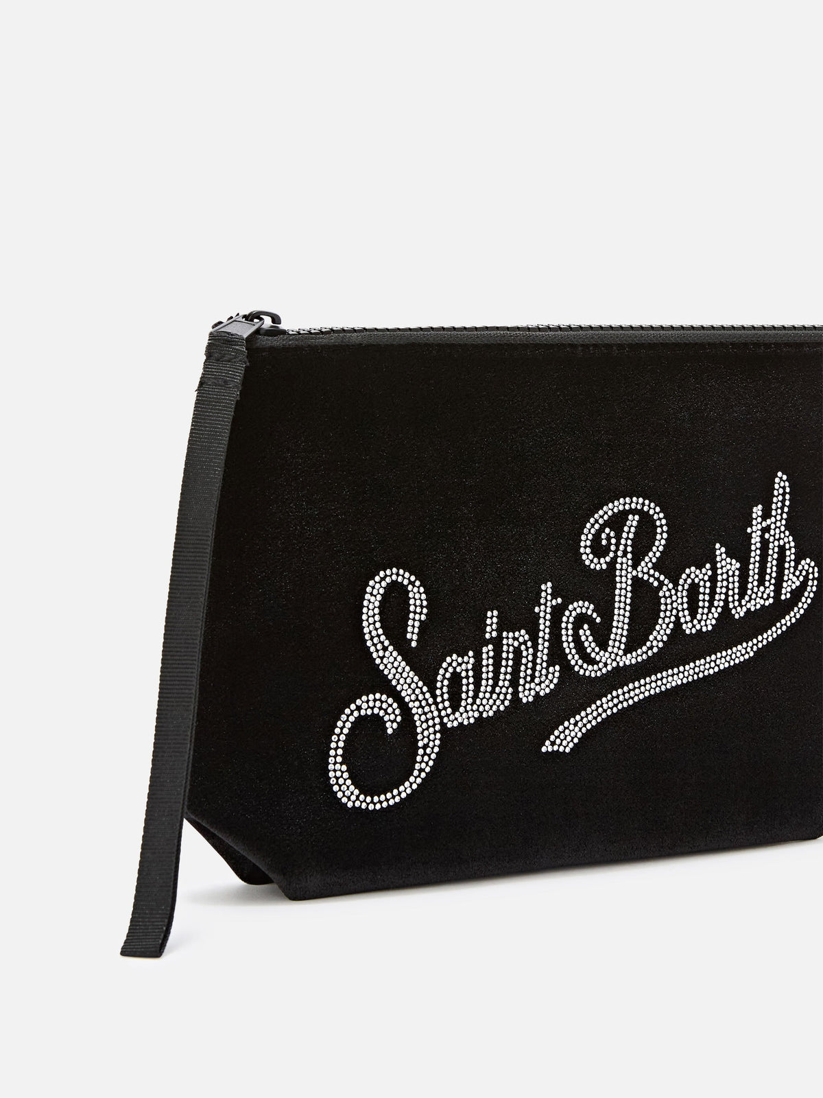 MC2 Saint Barth velvet Aline pouch with rhinestone logo — Black — view 2