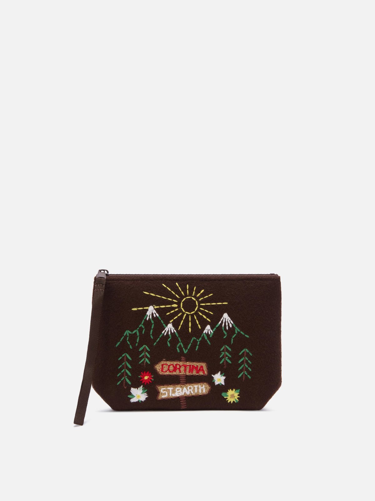 MC2 Saint Barth felt Aline pouch — Embroidered mountain