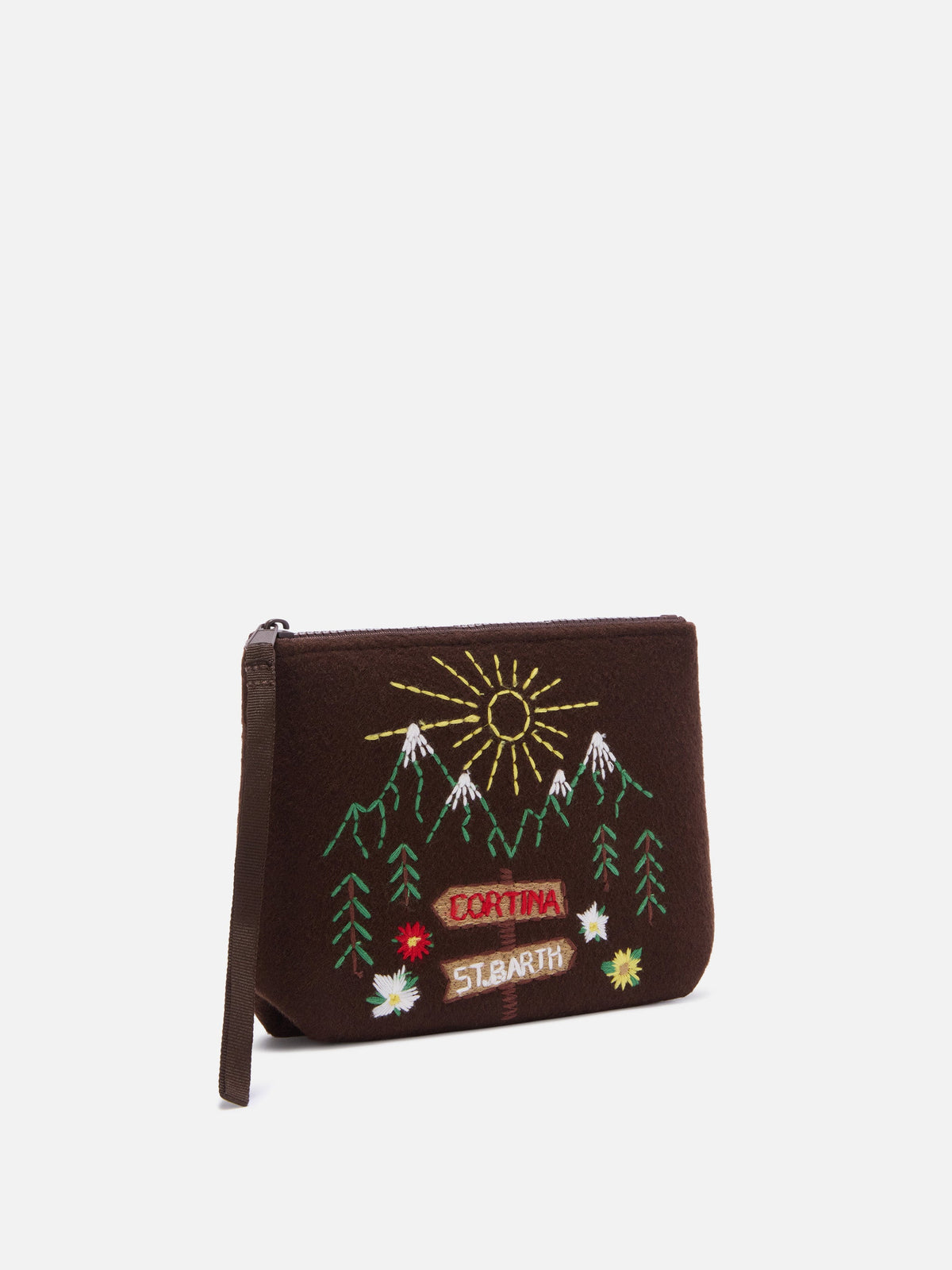 MC2 Saint Barth felt Aline pouch — Embroidered mountain — view 2