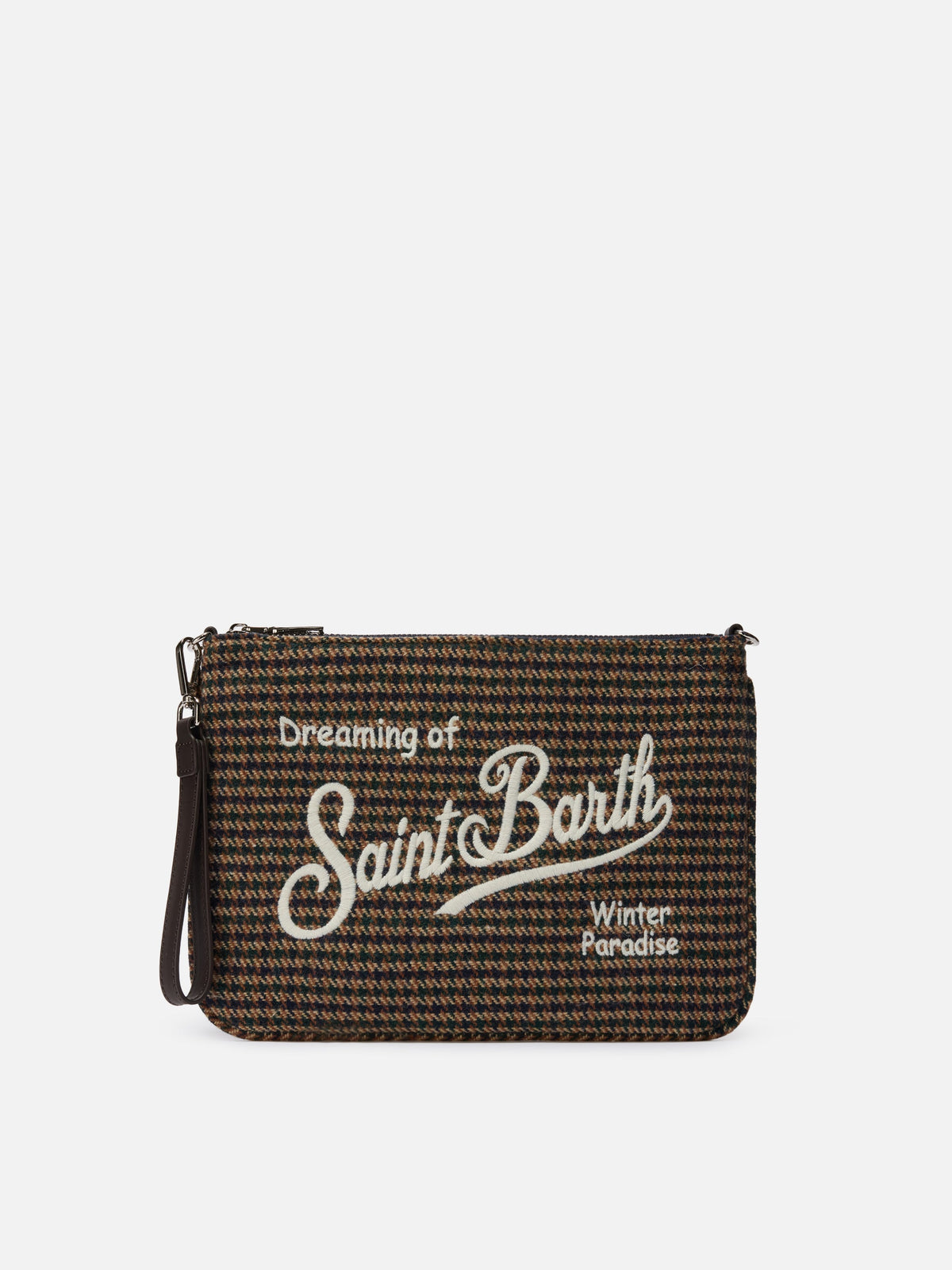 Borsa a tracolla Parisienne Wool MC2 Saint Barth — Pied de poule verde e blu — vista 3