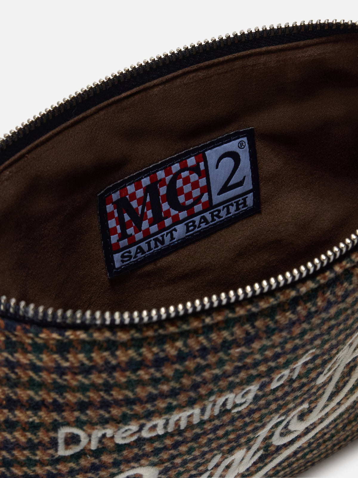 MC2 Saint Barth Wool Parisienne crossbody bag — Green and blue houndstooth — view 6