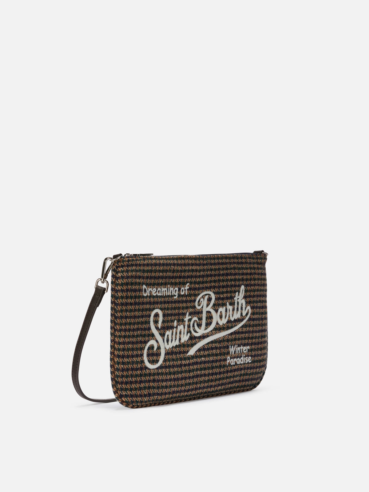 Borsa a tracolla Parisienne Wool MC2 Saint Barth — Pied de poule verde e blu — vista 4