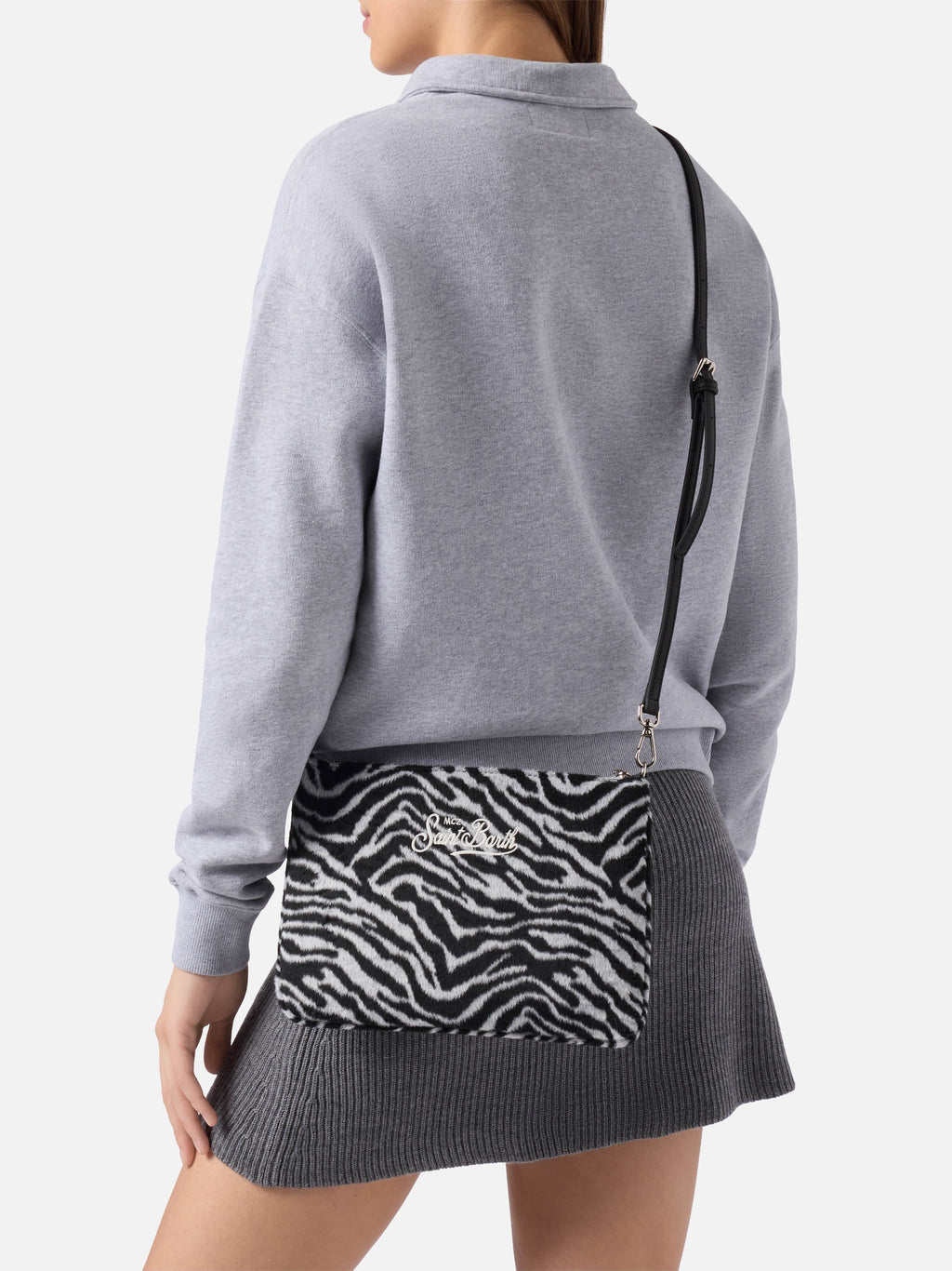 MC2 Saint Barth Felt Parisienne crossbody pouch — Zebra — view 2