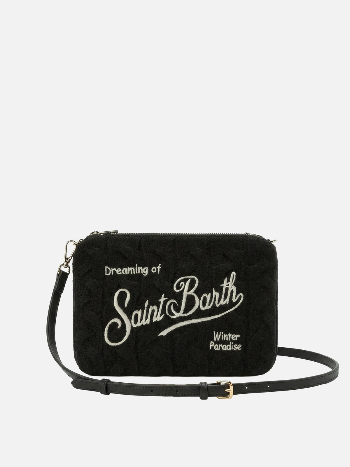 Pochette a tracolla Parisienne Wool Braid MC2 Saint Barth — Nero