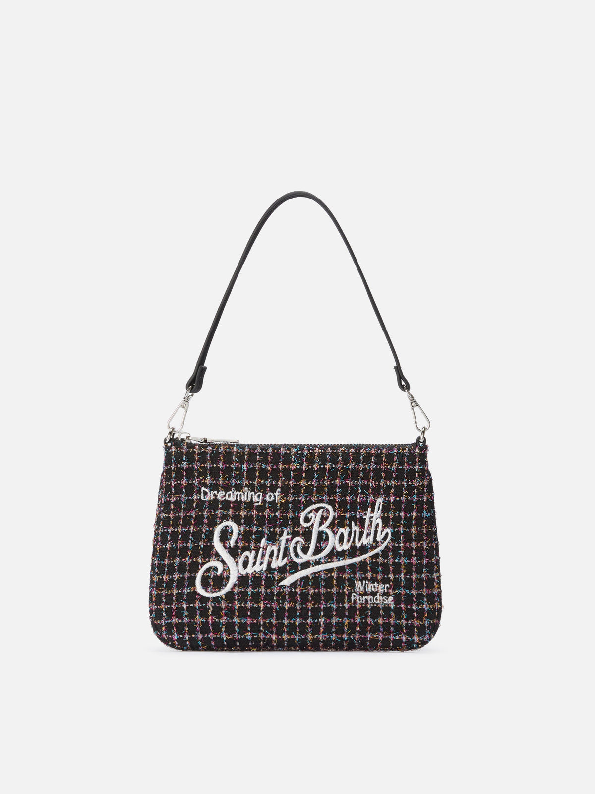 Borsa a spalla Mini Parisienne in tweed MC2 Saint Barth — Nero lucido