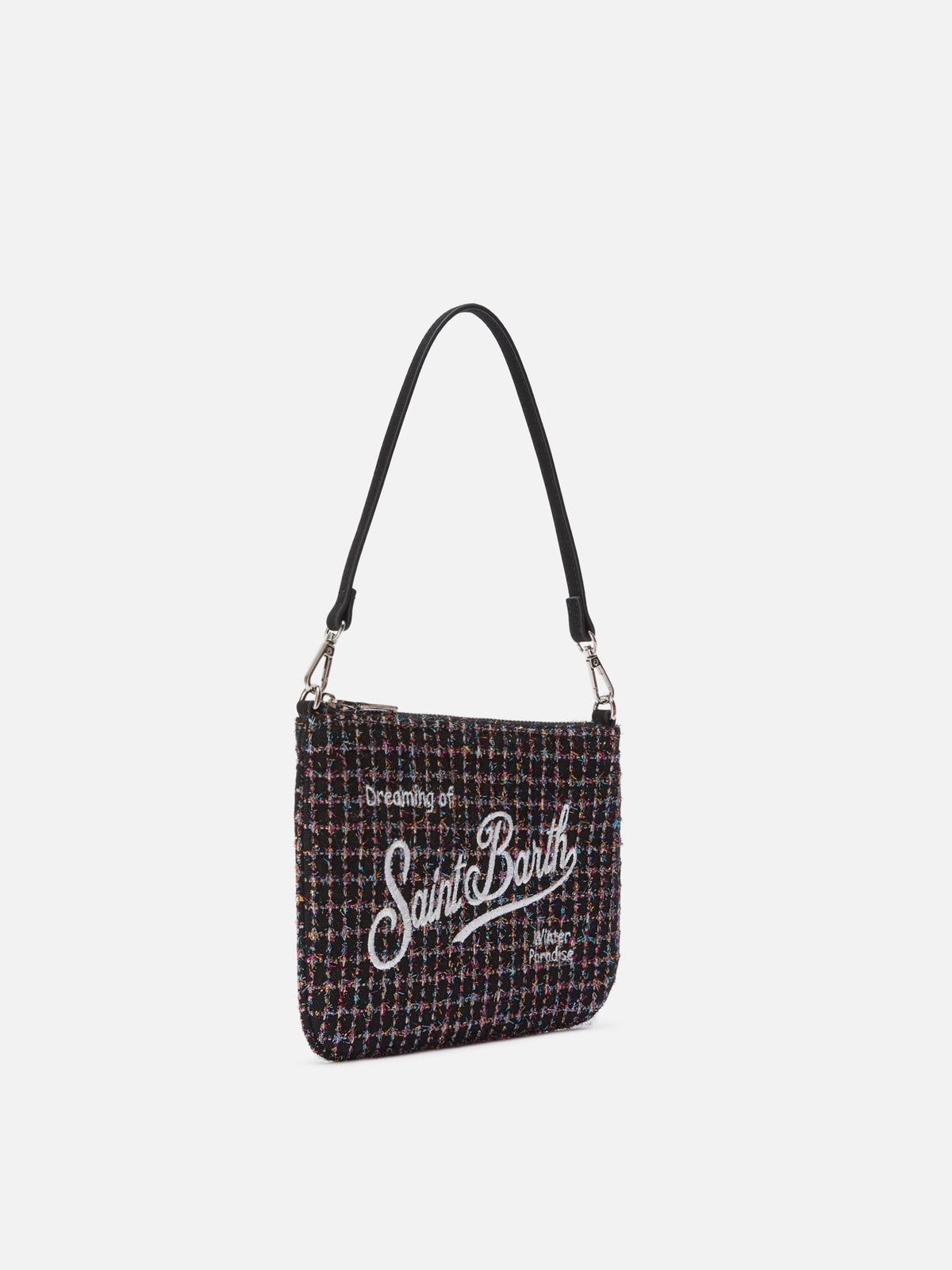 Borsa a spalla Mini Parisienne in tweed MC2 Saint Barth — Nero lucido — vista 3