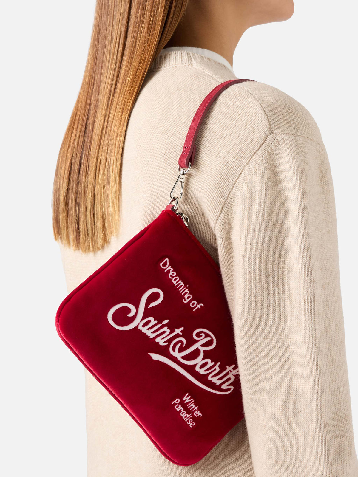 Borsa a spalla Mini Parisienne in velluto MC2 Saint Barth — Bordeaux — vista 2