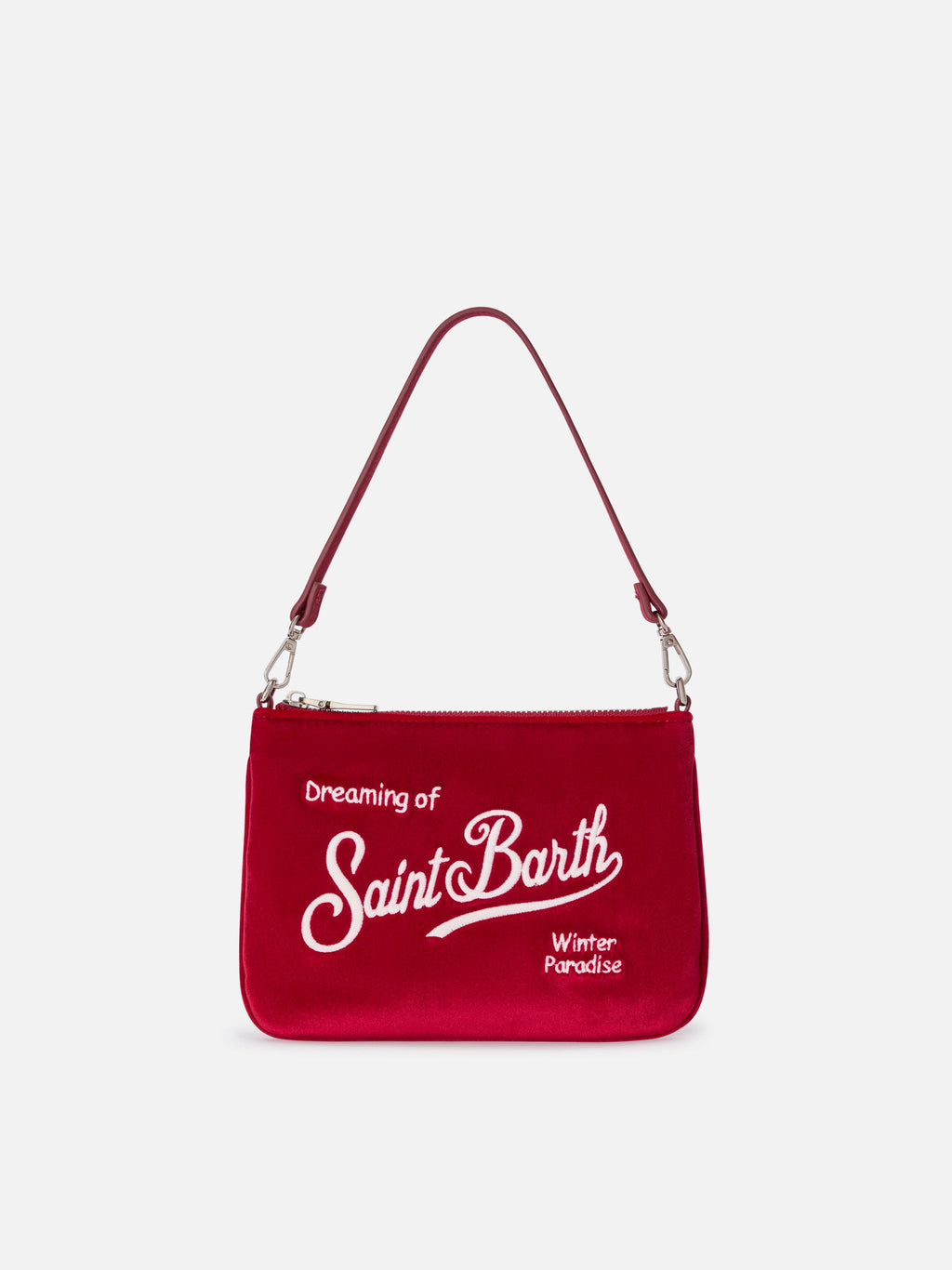 MC2 Saint Barth velvet Mini Parisienne shoulder bag — Burgundy