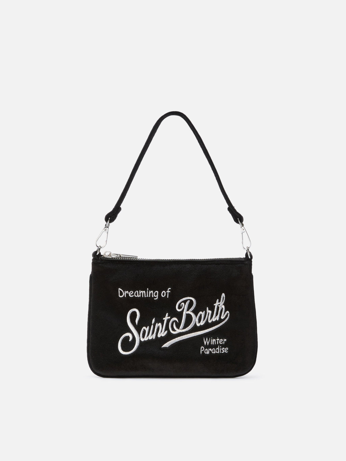 Borsa a spalla Mini Parisienne in velluto MC2 Saint Barth — Nero