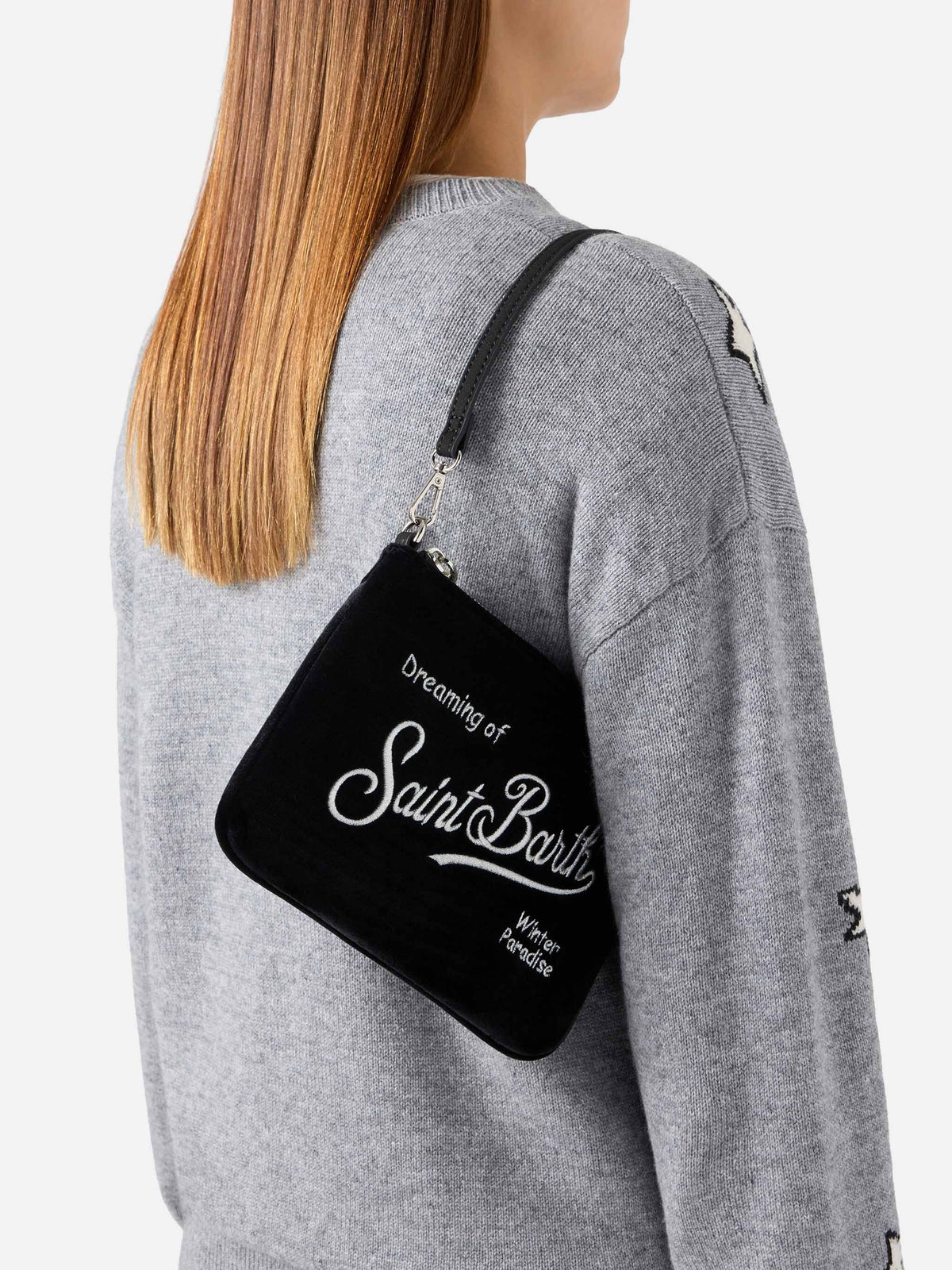 Borsa a spalla Mini Parisienne in velluto MC2 Saint Barth — Nero — vista 2