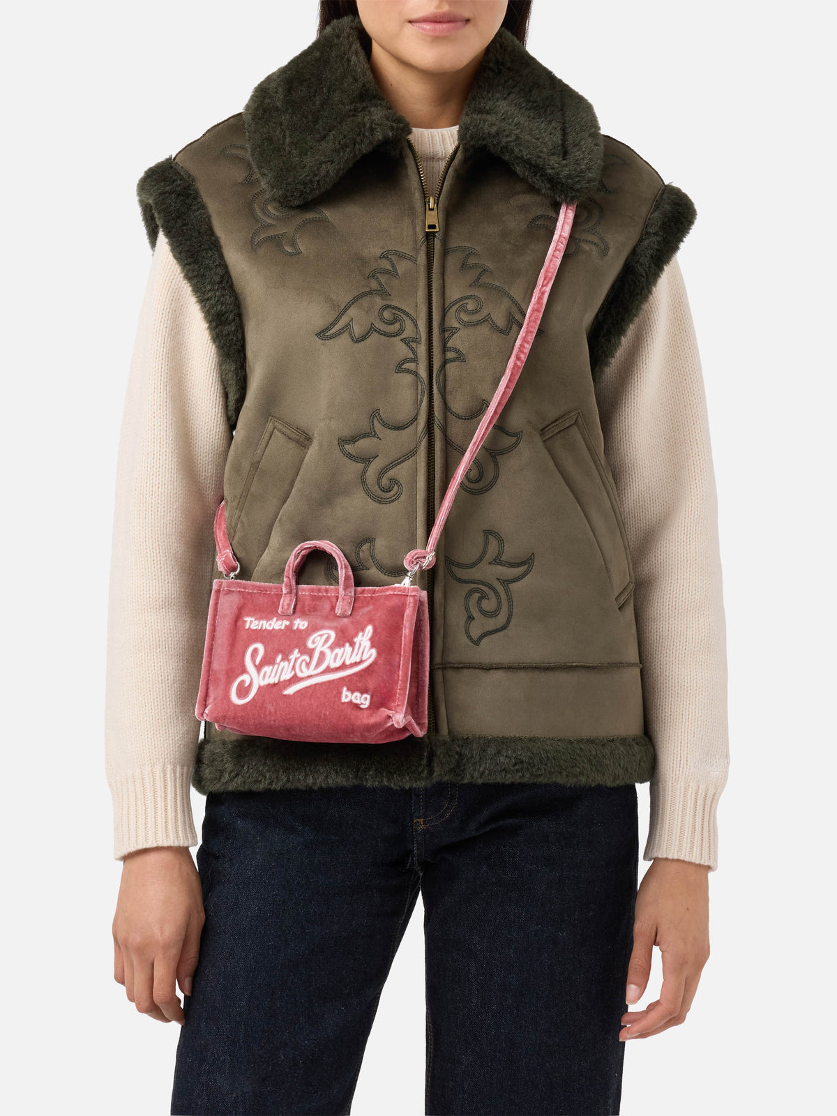 Phone bag in velluto MC2 Saint Barth — Rosa — vista 2