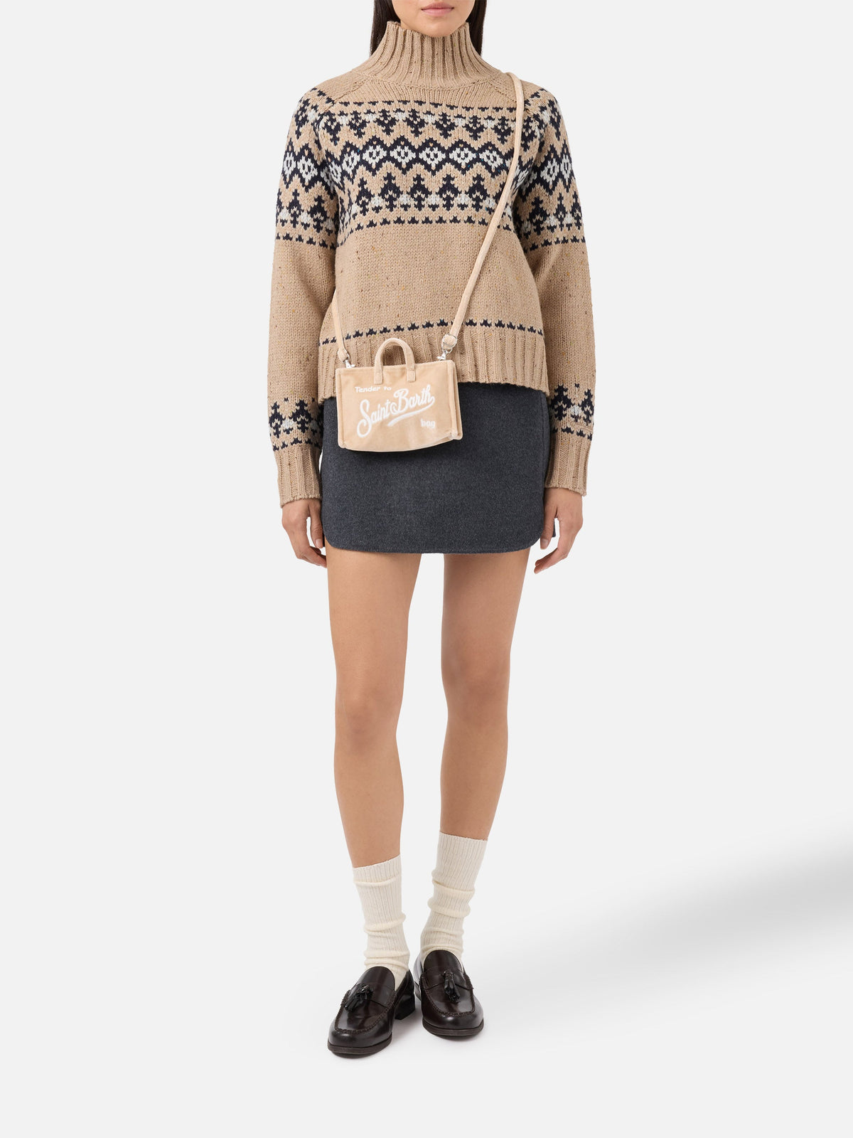 MC2 Saint Barth velvet phone bag — Beige — view 2