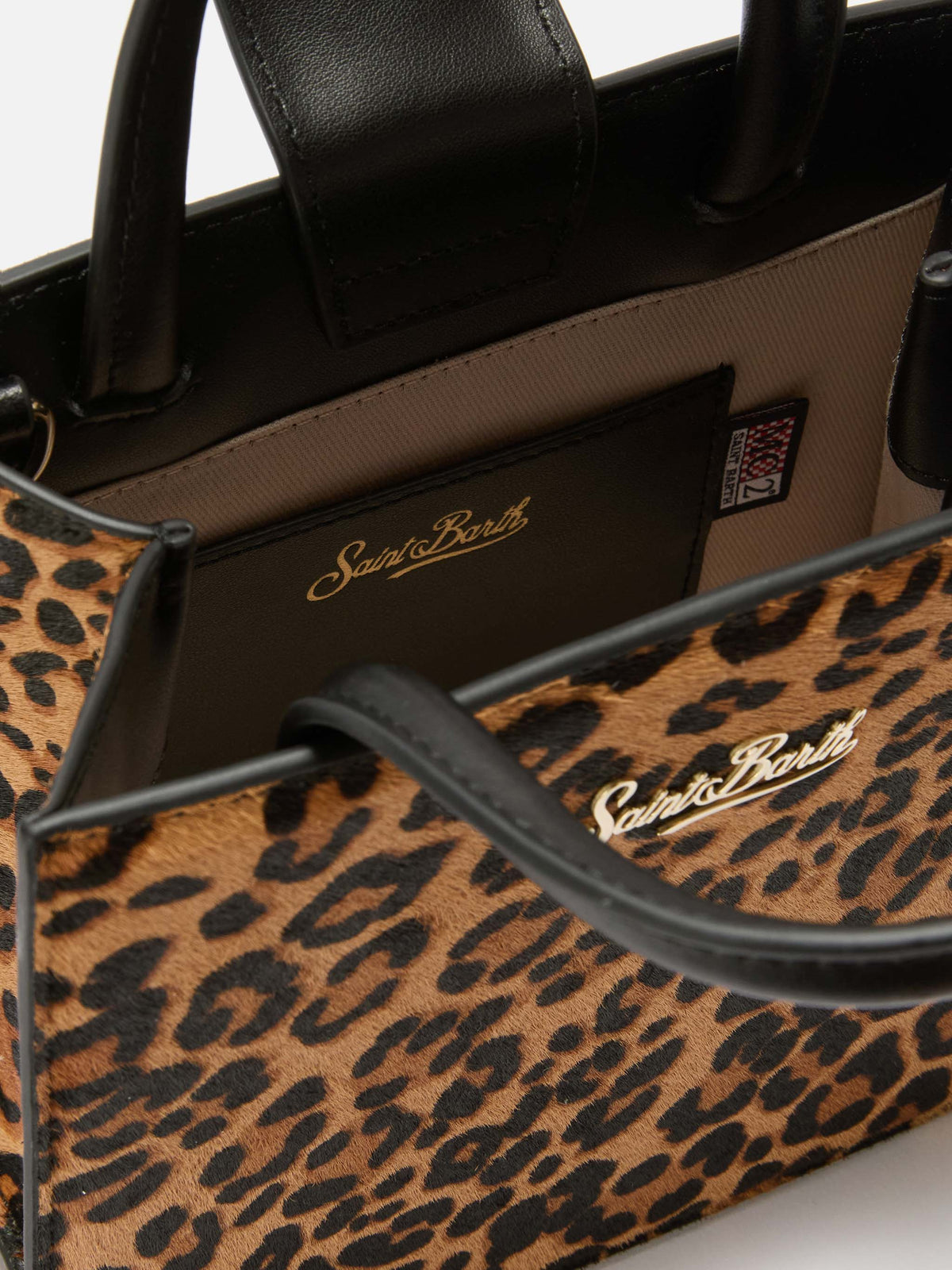 Borsa Shop Mini strutturata con targhetta MC2 Saint Barth — Leopardato — vista 5
