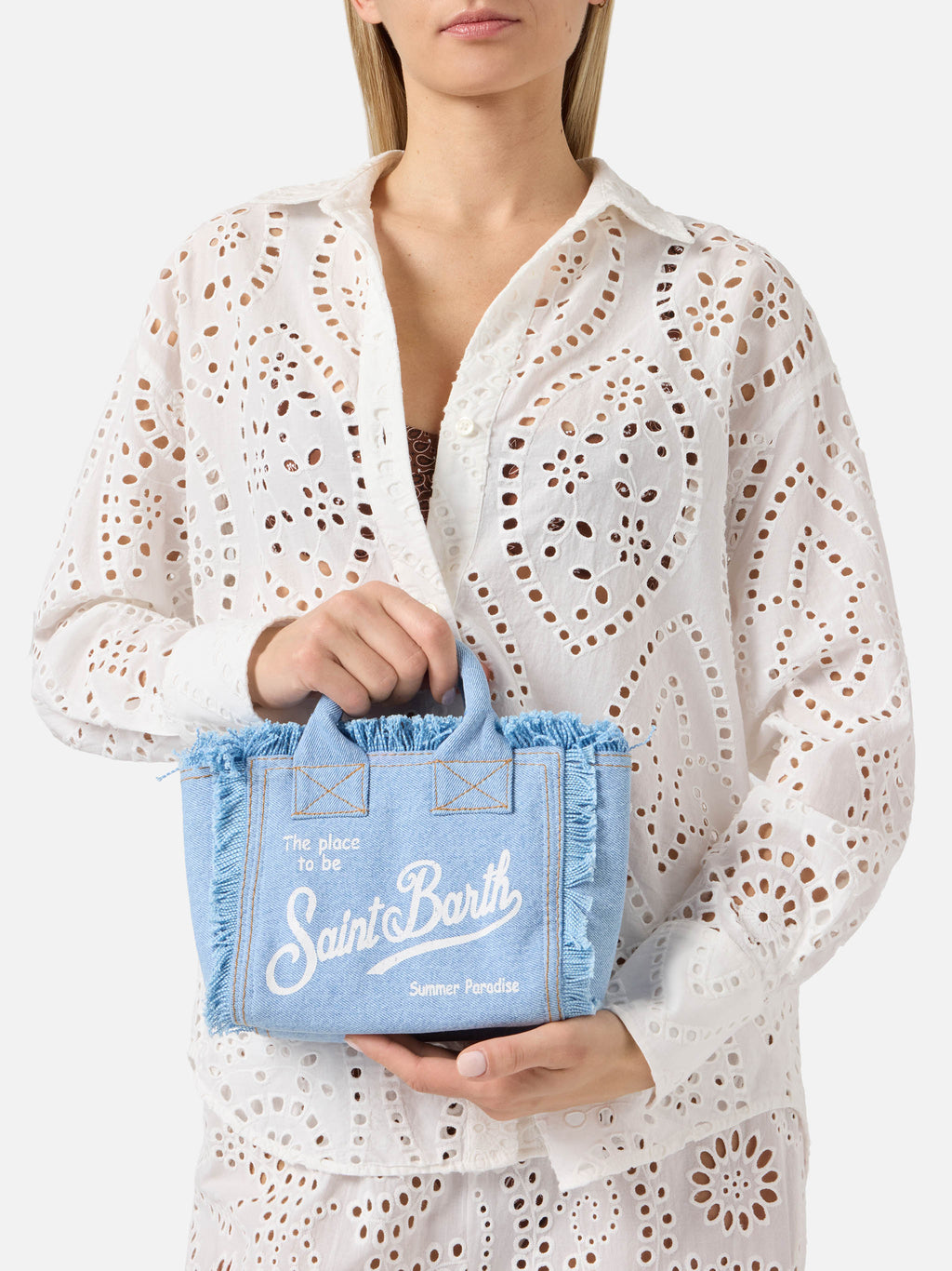 Mini borsa Vanity in denim MC2 Saint Barth — Azzurro — vista 2