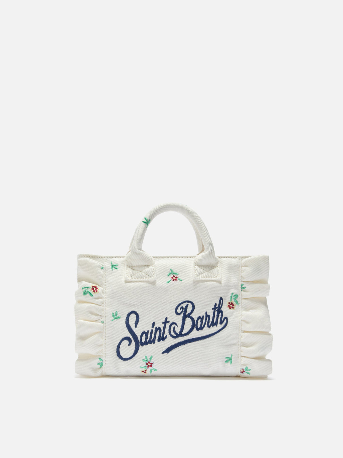 Mini sac Vanity volant en denim brodé MC2 Saint Barth — Blanc