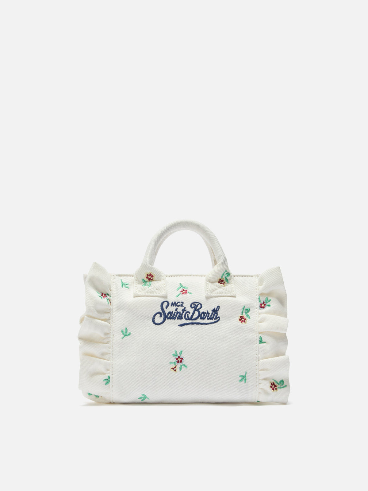 Mini sac Vanity volant en denim brodé MC2 Saint Barth — Blanc — vue 4
