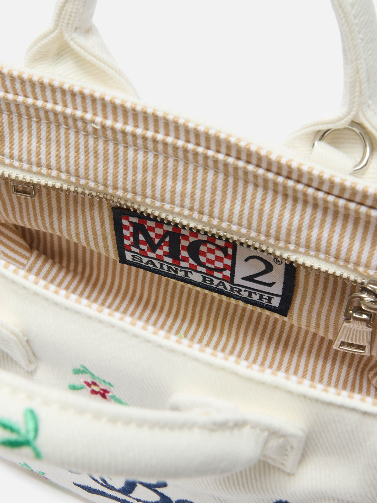 Mini sac Vanity volant en denim brodé MC2 Saint Barth — Blanc — vue 5