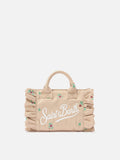 MC2 Saint Barth embroidered denim Vanity mini volant bag — Beige