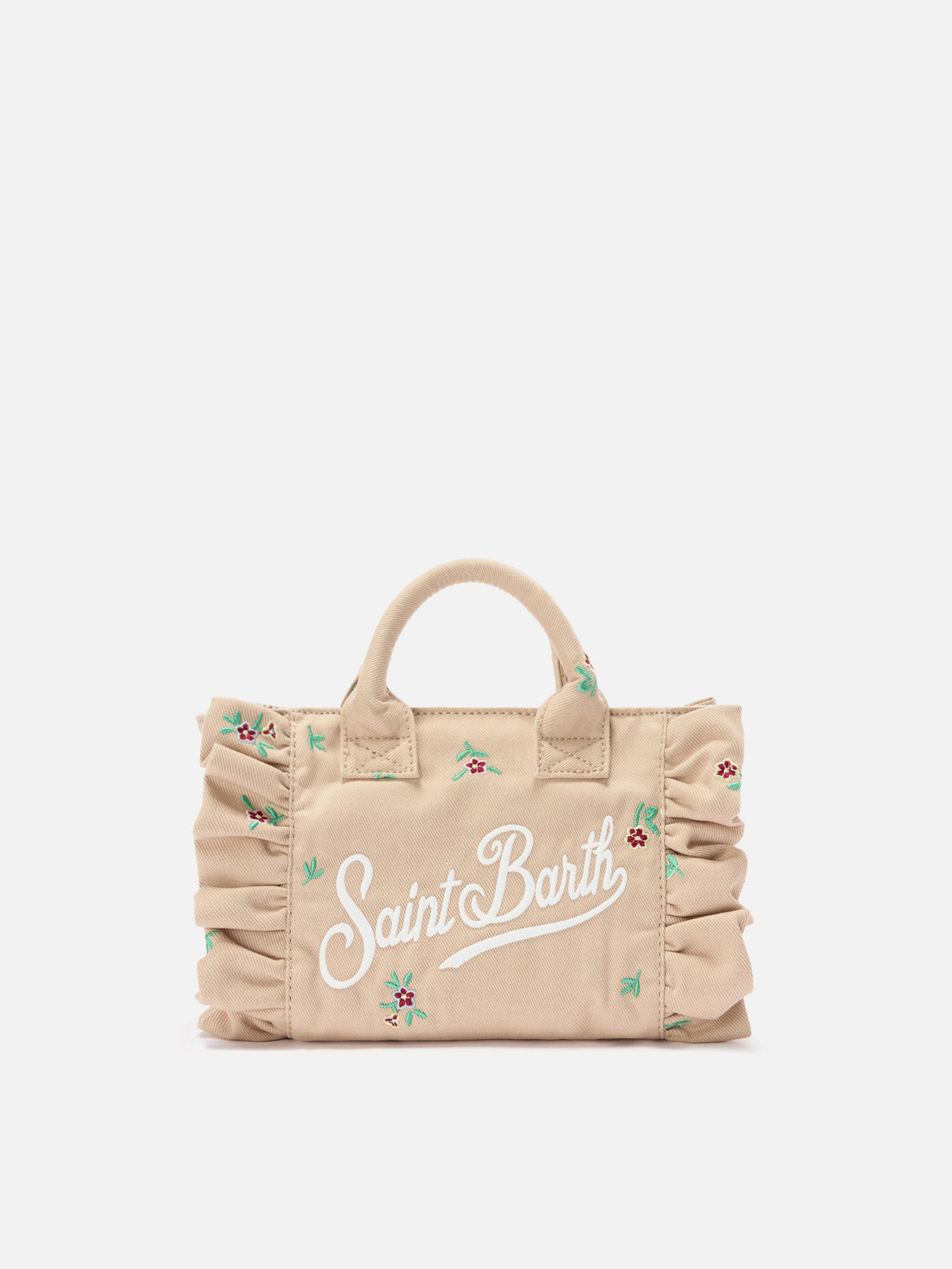 Mini sac Vanity volant en denim brodé MC2 Saint Barth — Beige