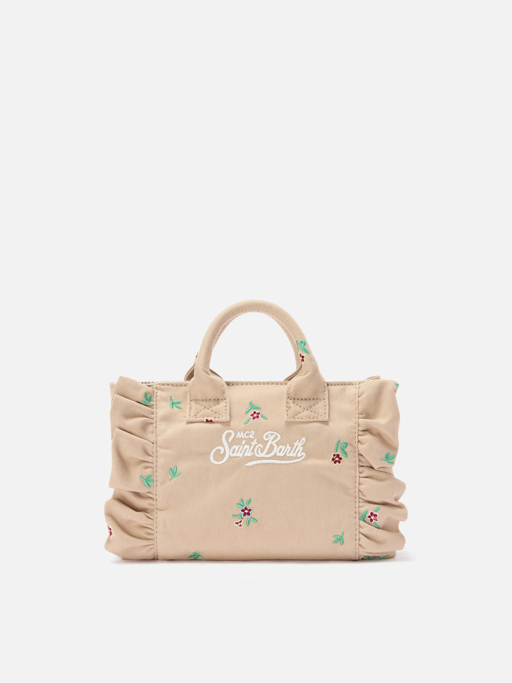 MC2 Saint Barth embroidered denim Vanity mini volant bag — Beige — view 4