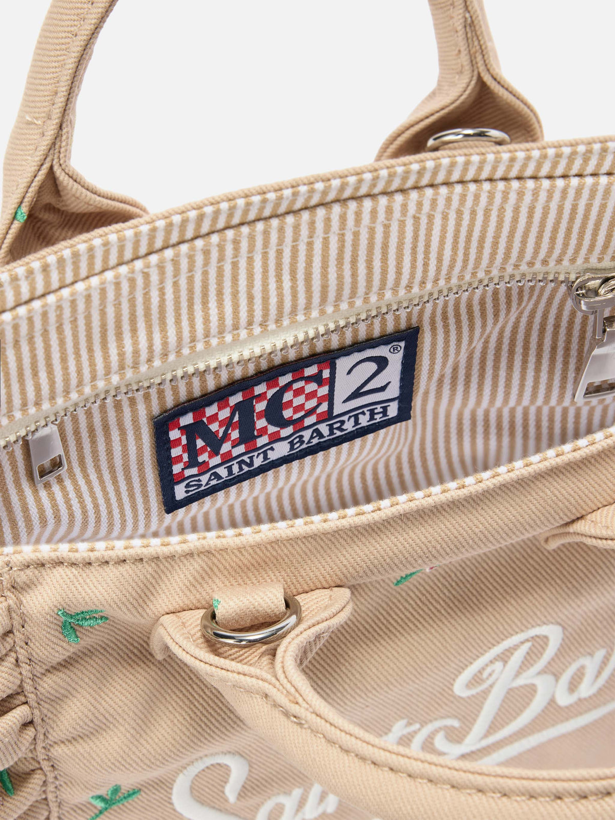 Mini sac Vanity volant en denim brodé MC2 Saint Barth — Beige — vue 5