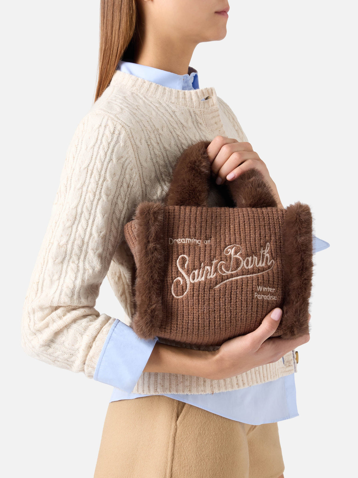 MC2 Saint Barth faux shearling Vanity mini bag — Brown — view 2