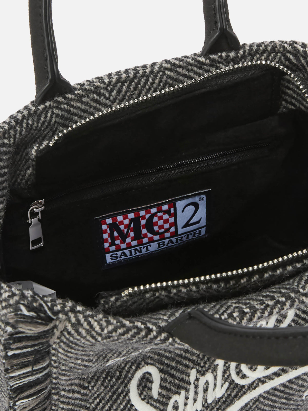 Mini sac Vanity Wool MC2 Saint Barth — Chevrons noir — vue 5