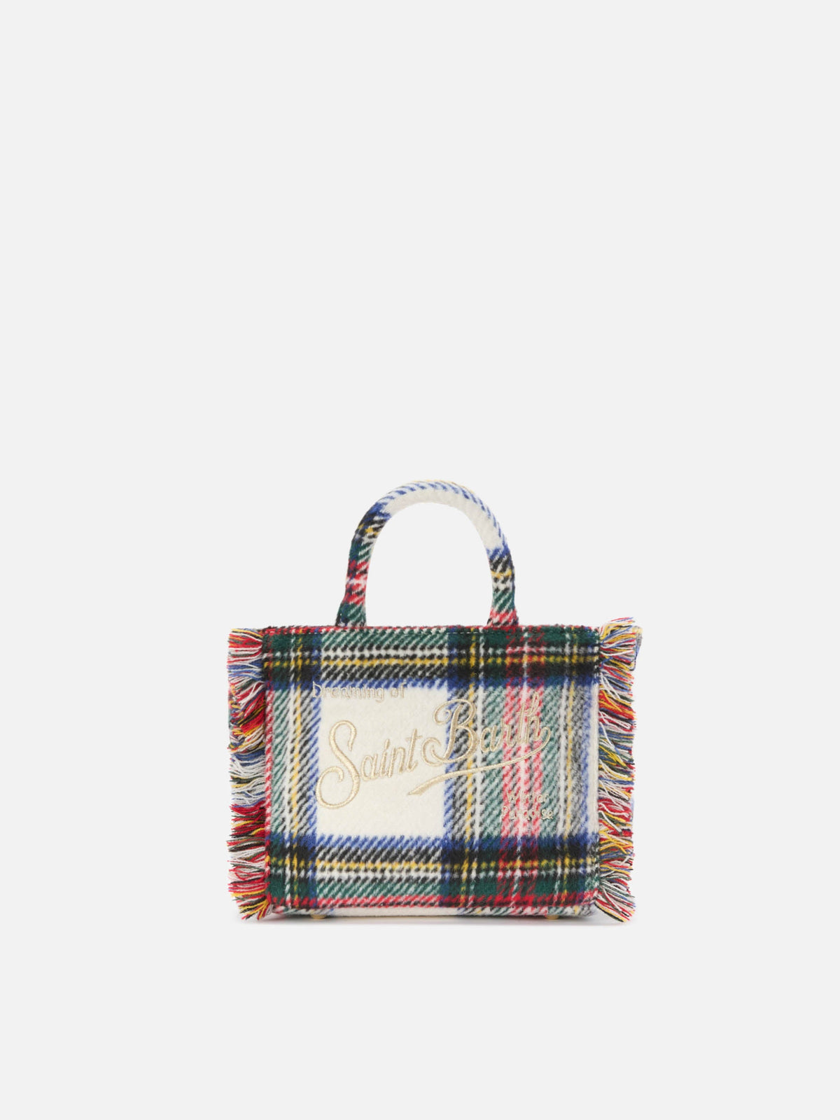 Mini sac Vanity Wool MC2 Saint Barth — Tartan blanc cassé